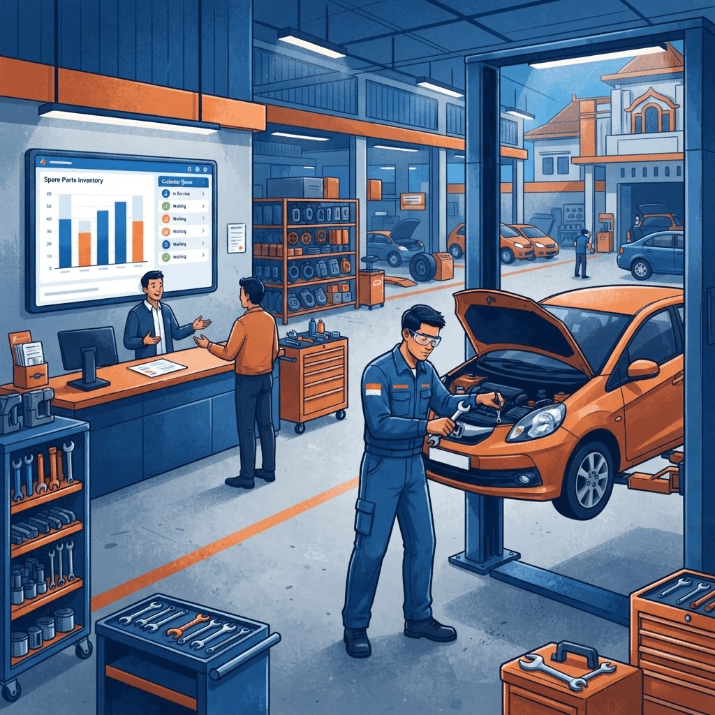 ERP untuk Bengkel: Dari Booking Servis sampai Stok Sparepart