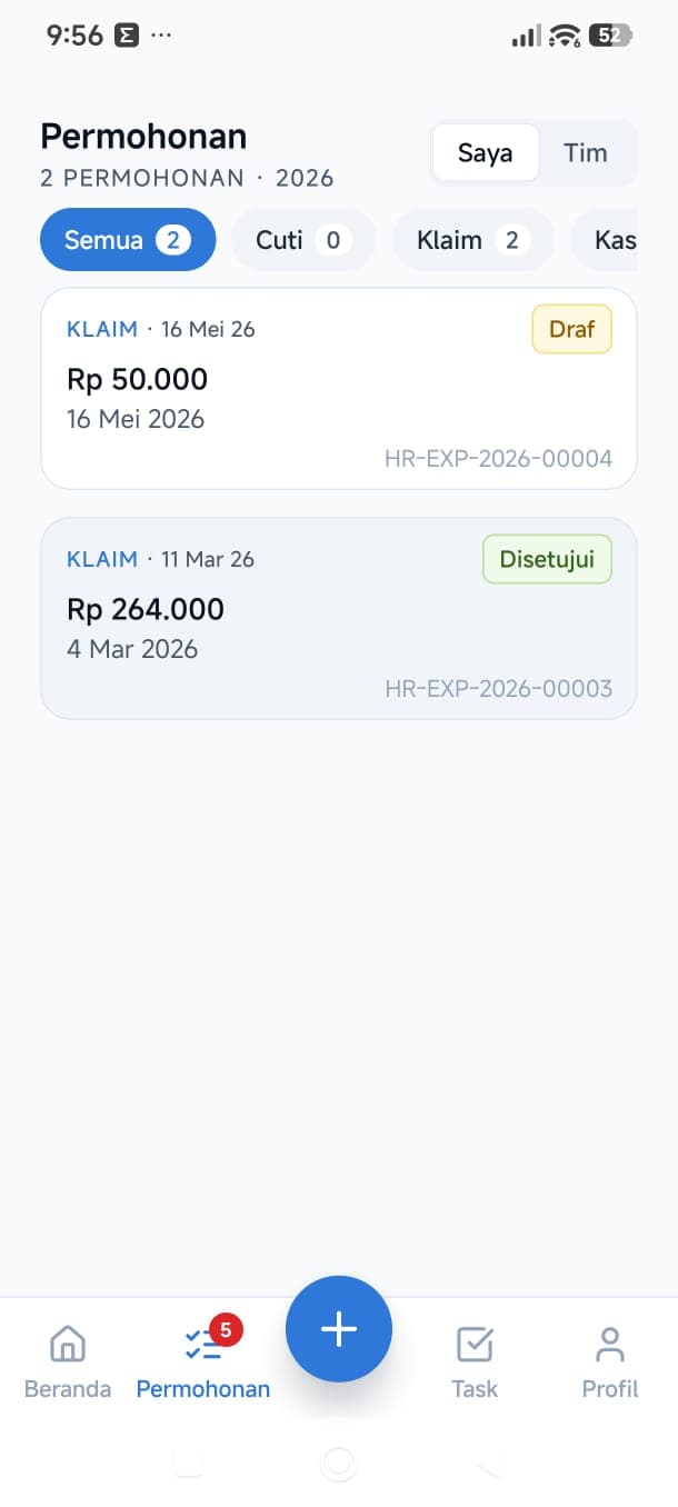 Pengajuan Cuti dari Aplikasi